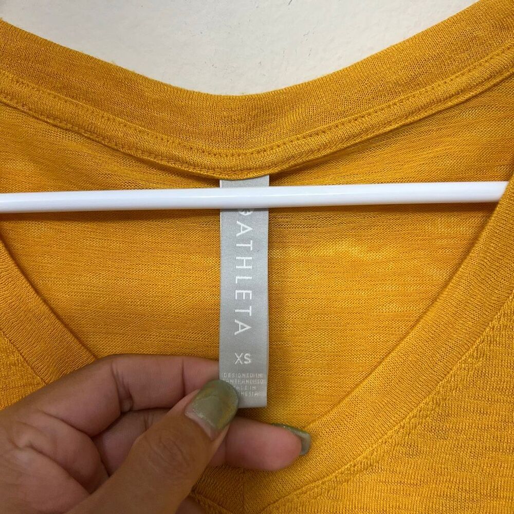 Athleta Golden Yellow V Neck Short Sleeve Tee XS Women - Picture 2 of 8